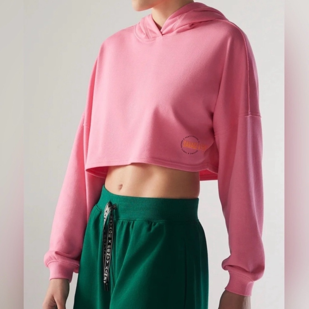 Women's Savage X Fenty Cropped Hoodie size 1X bright pink NWOT